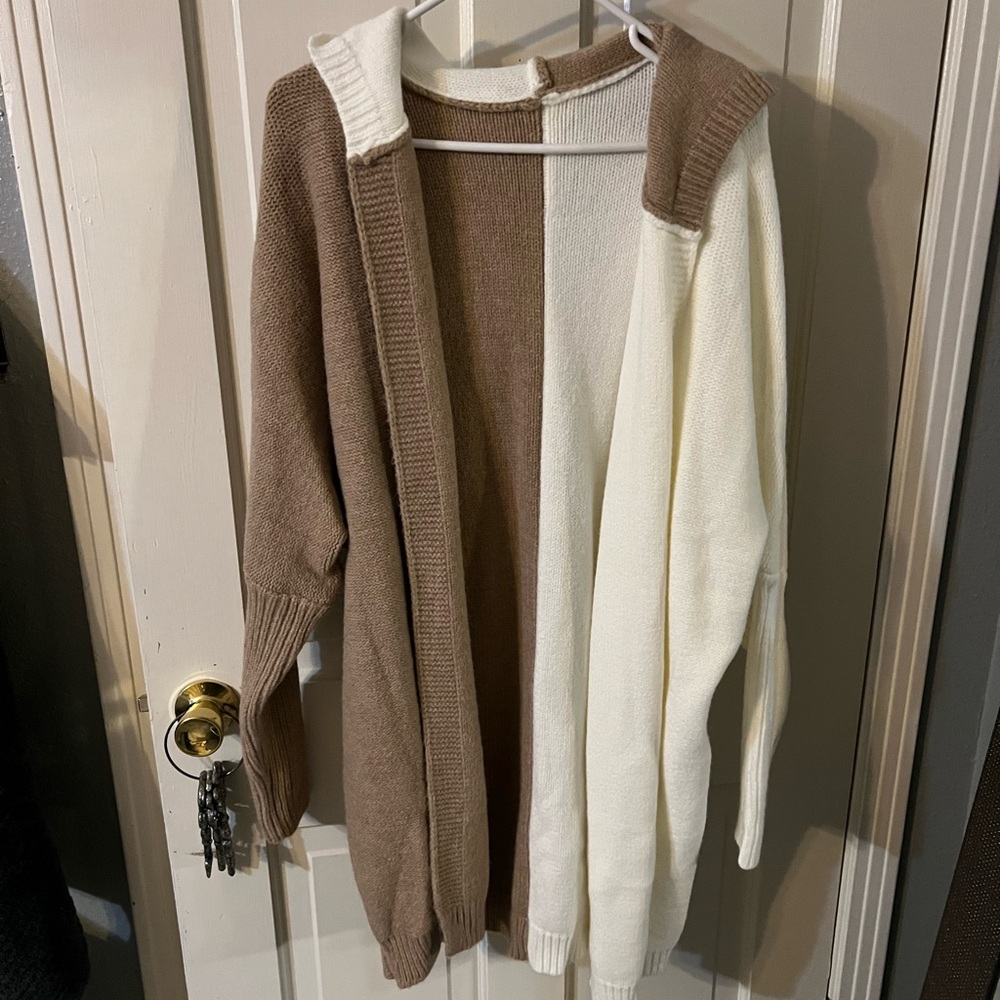 Two-Tone Brown and Cream Women's Sweater